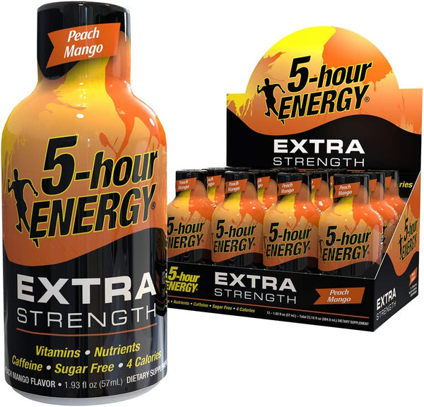 Peach Mango Extra Strength 5-hour ENERGY® Shot 12 Bottles Peach Mango Extra Strength 5-hour ENERGY® Shot 12 Bottles